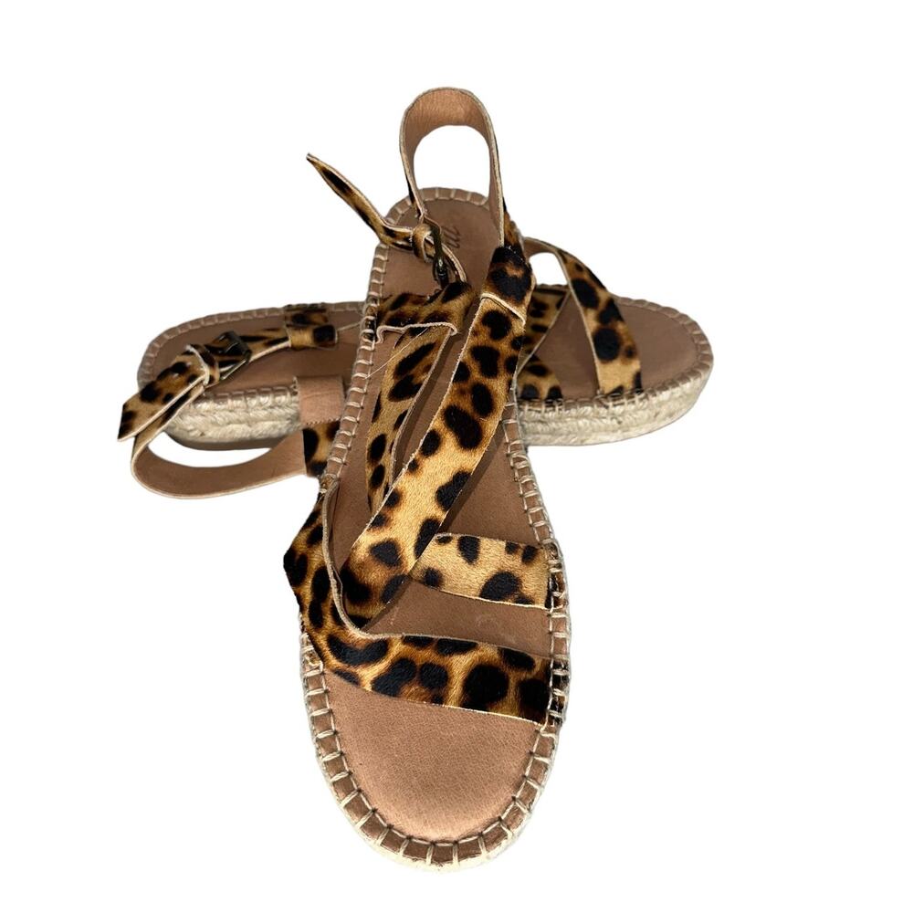 NWOB Madewell The Malia Espadrille Platform Calf Hair Leather Sandals Size 10 - Picture 6 of 11